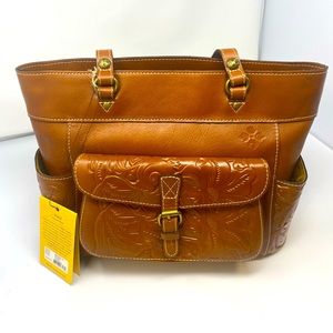 Patricia Nash Bolsena Florence Tooled Floral Design Leather Tote